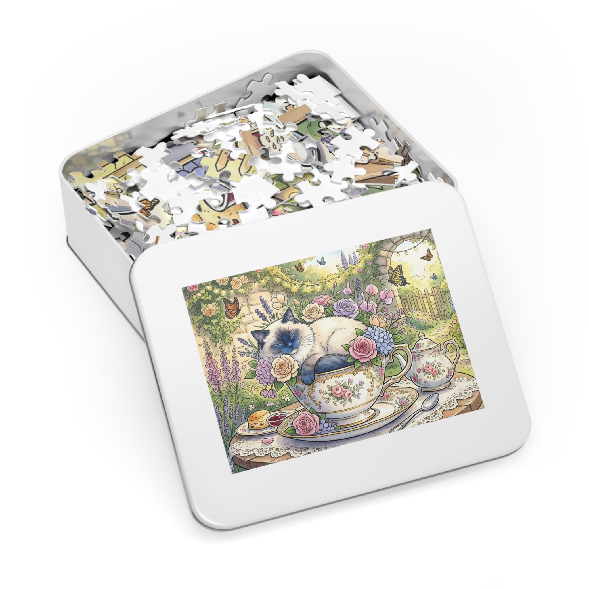 Blue Point Ragdoll Teacup Garden Party Jigsaw Puzzle