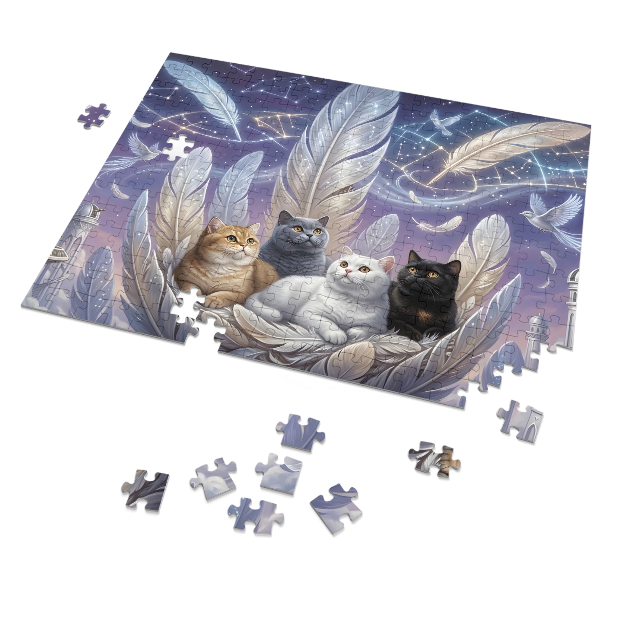 British Shorthair Celestial Feather Nest Jigsaw Puzzle