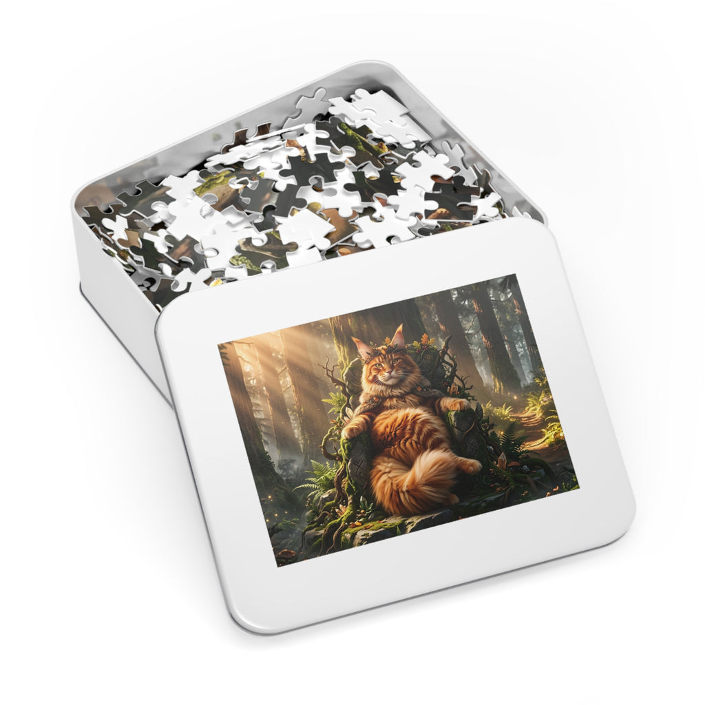 Orange Tabby Maine Coon Forest Throne King Jigsaw Puzzle