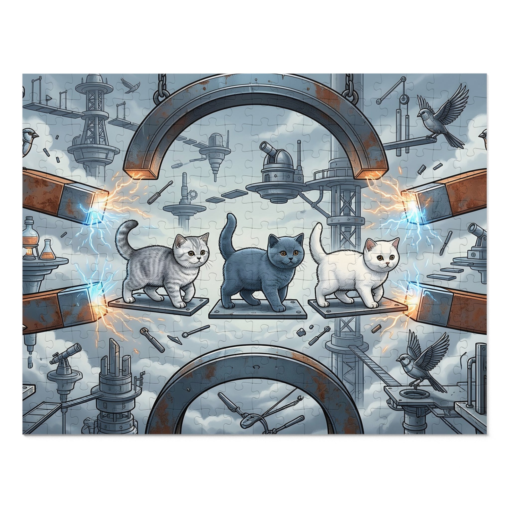 British Shorthair Kitten Levitation Laboratory Jigsaw Puzzle