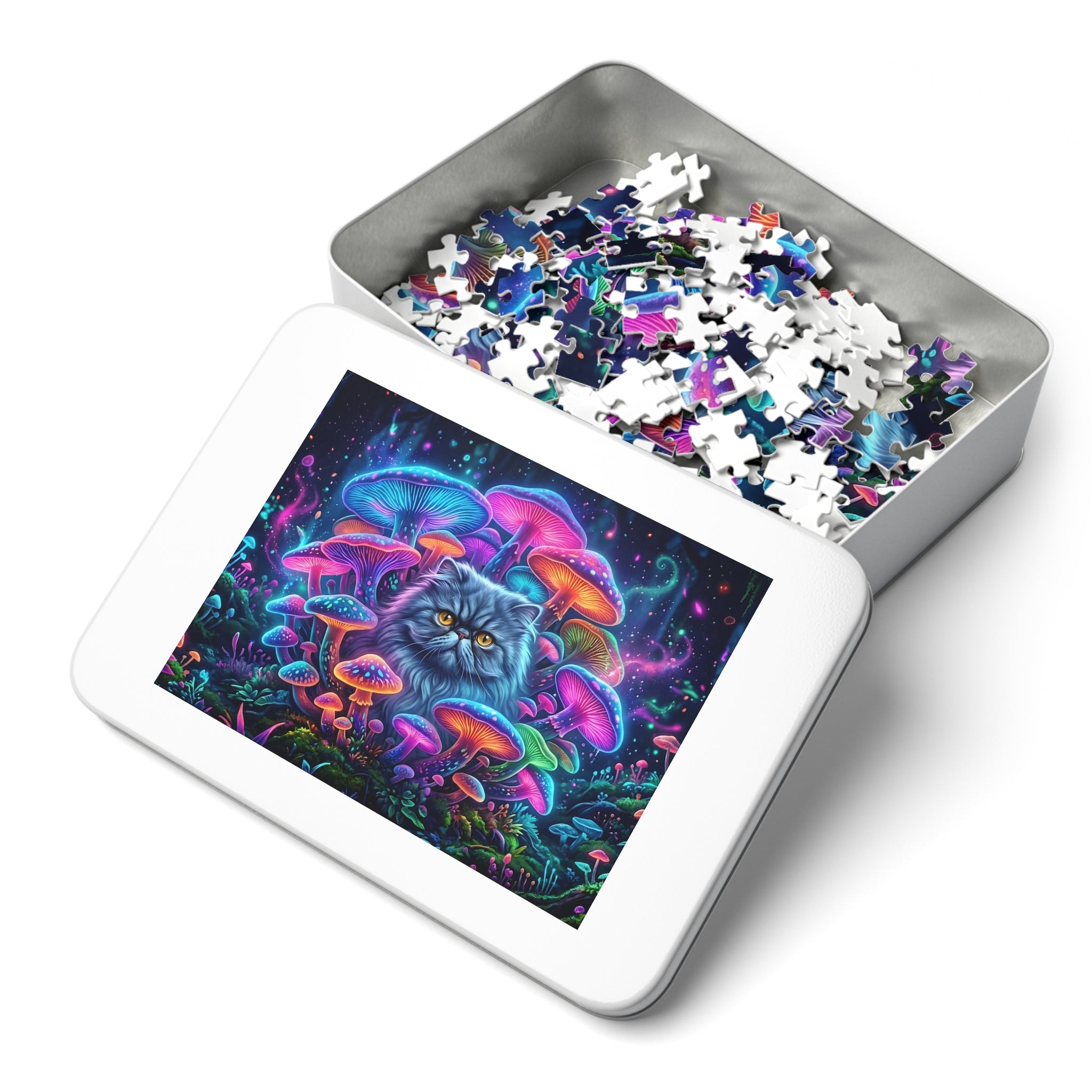 Blue Persian Glowing Mushrooms Jigsaw Puzzle