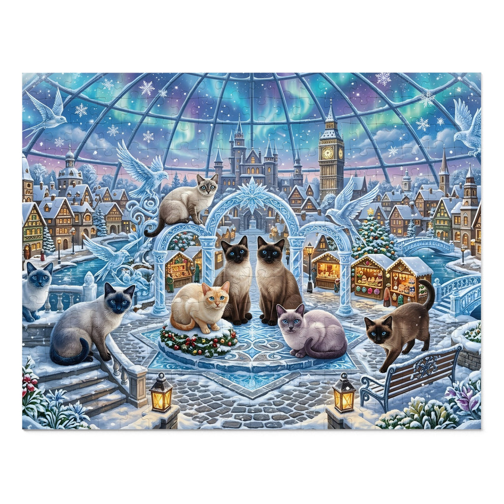 Multicolor Siamese Winter Crystal Village Jigsaw Puzzle