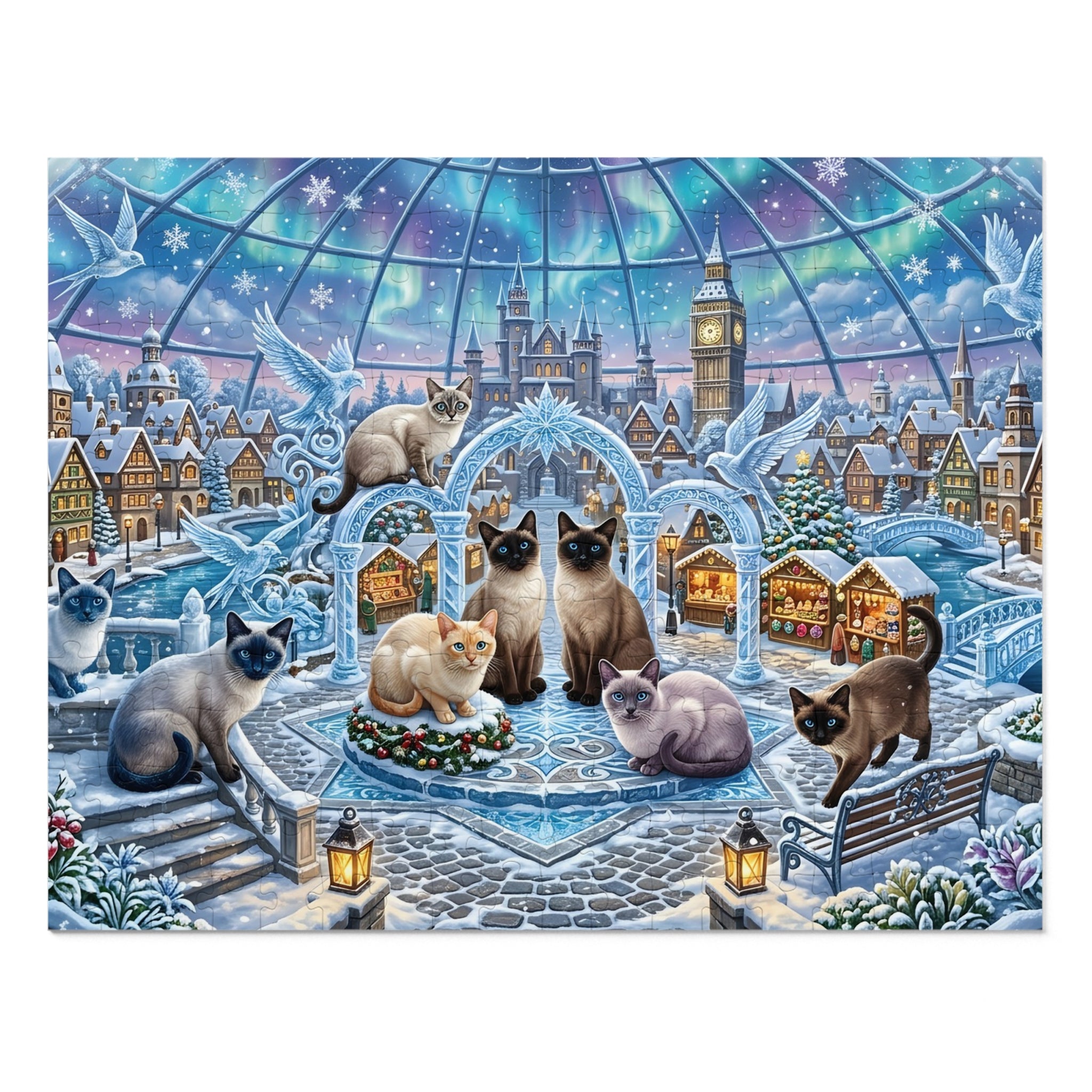 Multicolor Siamese Winter Crystal Village Jigsaw Puzzle
