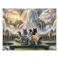 Maine Coon Cat Rainbow Waterfall Palace Phoenix Courtyard Jigsaw Puzzle