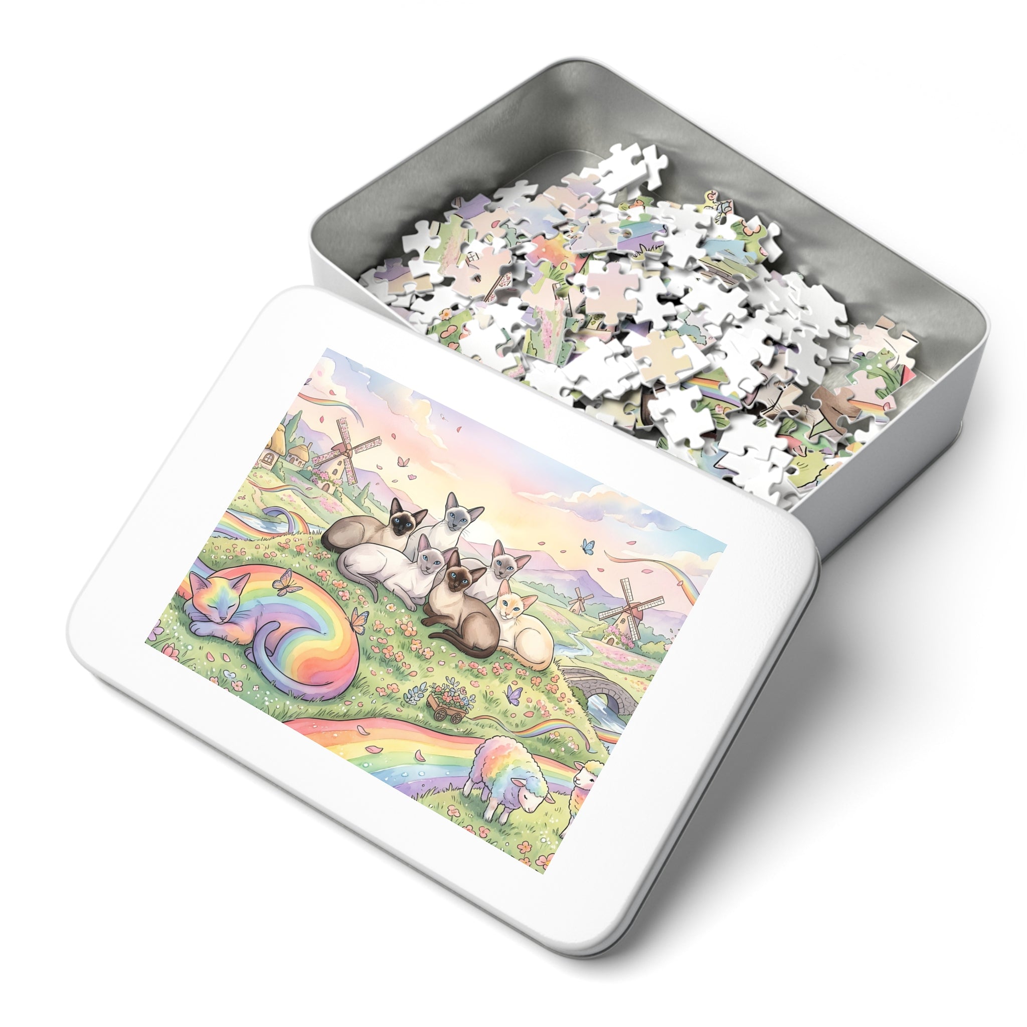 Siamese Cat Rainbow Pasture Windmill Jigsaw Puzzle