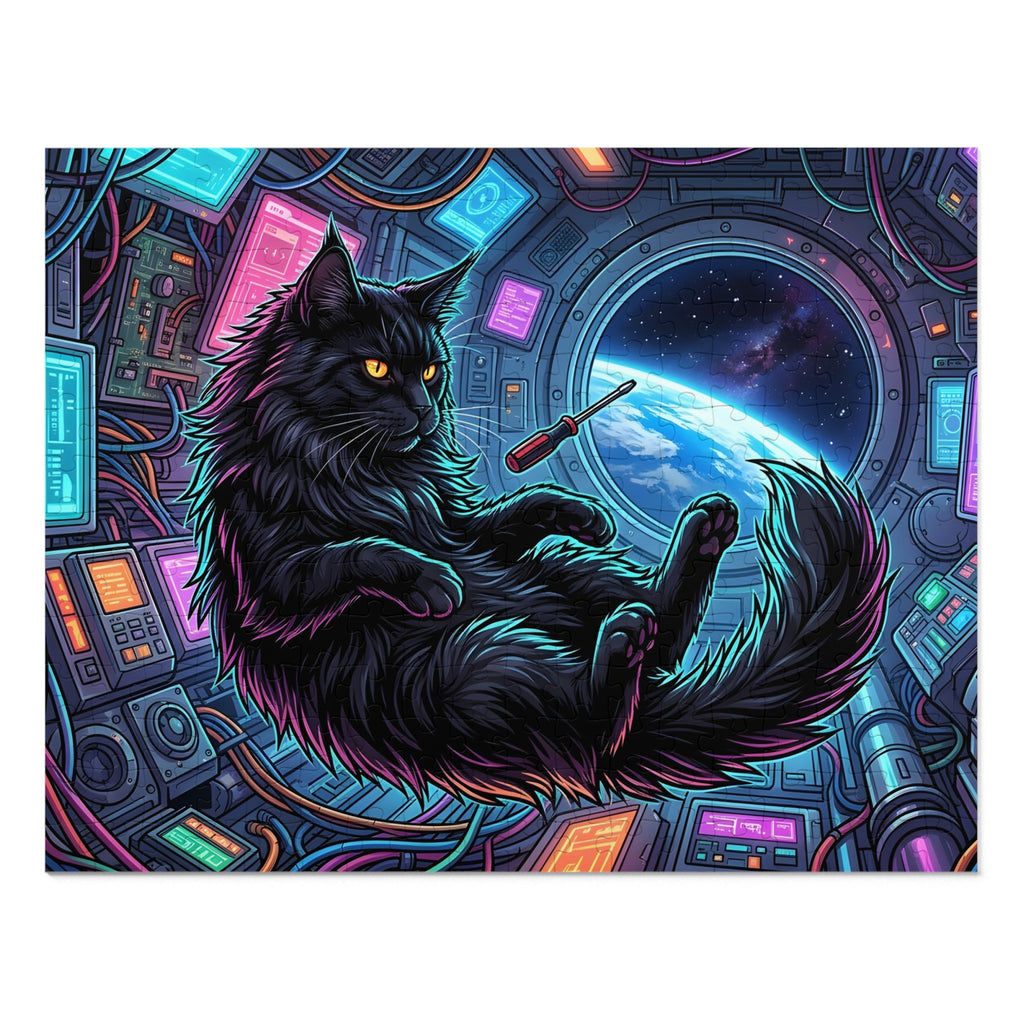 Black Tabby Maine Coon Moroccan Mosaic Tile Jigsaw Puzzle