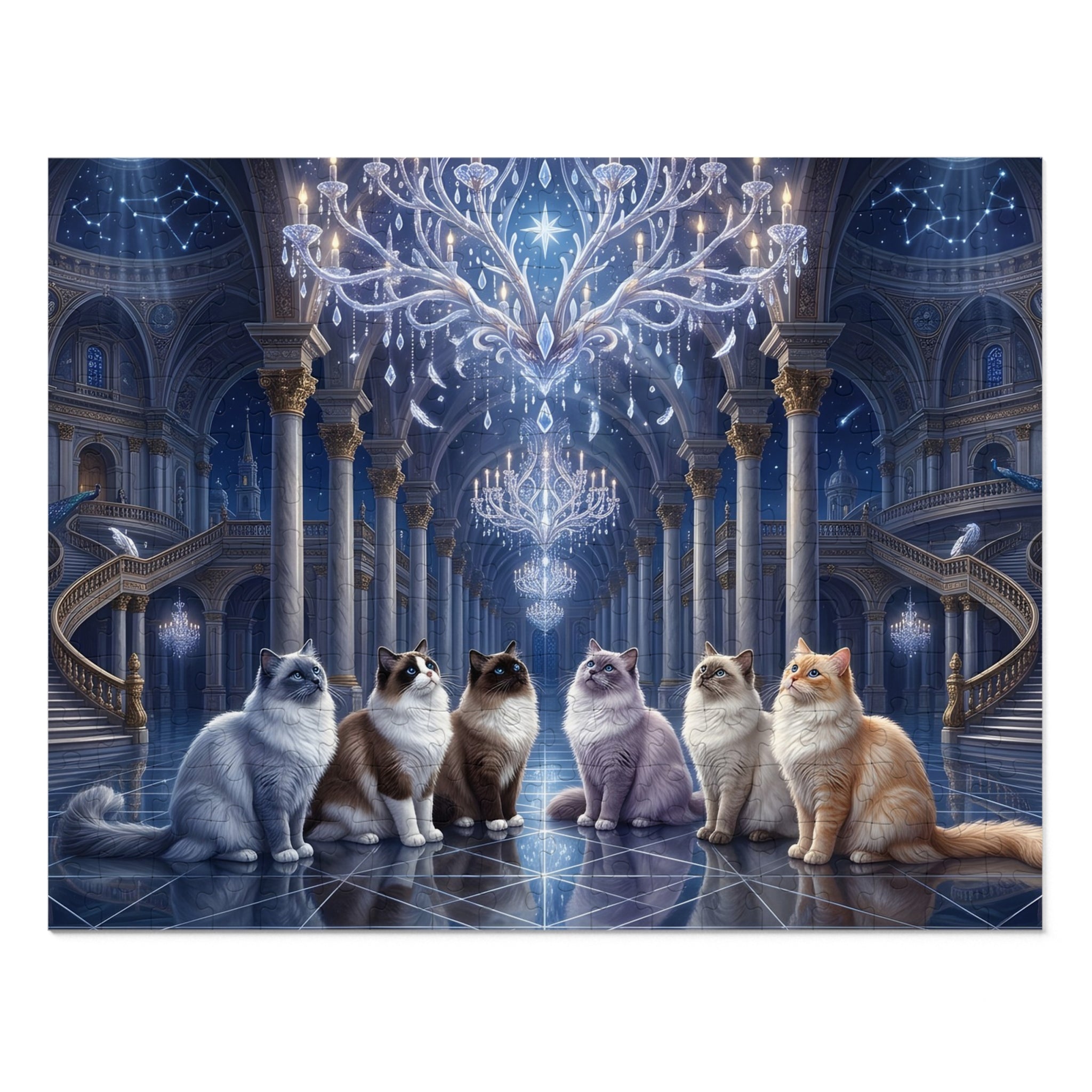 Ragdoll Cat Grand Crystal Chandelier Ballroom Jigsaw Puzzle