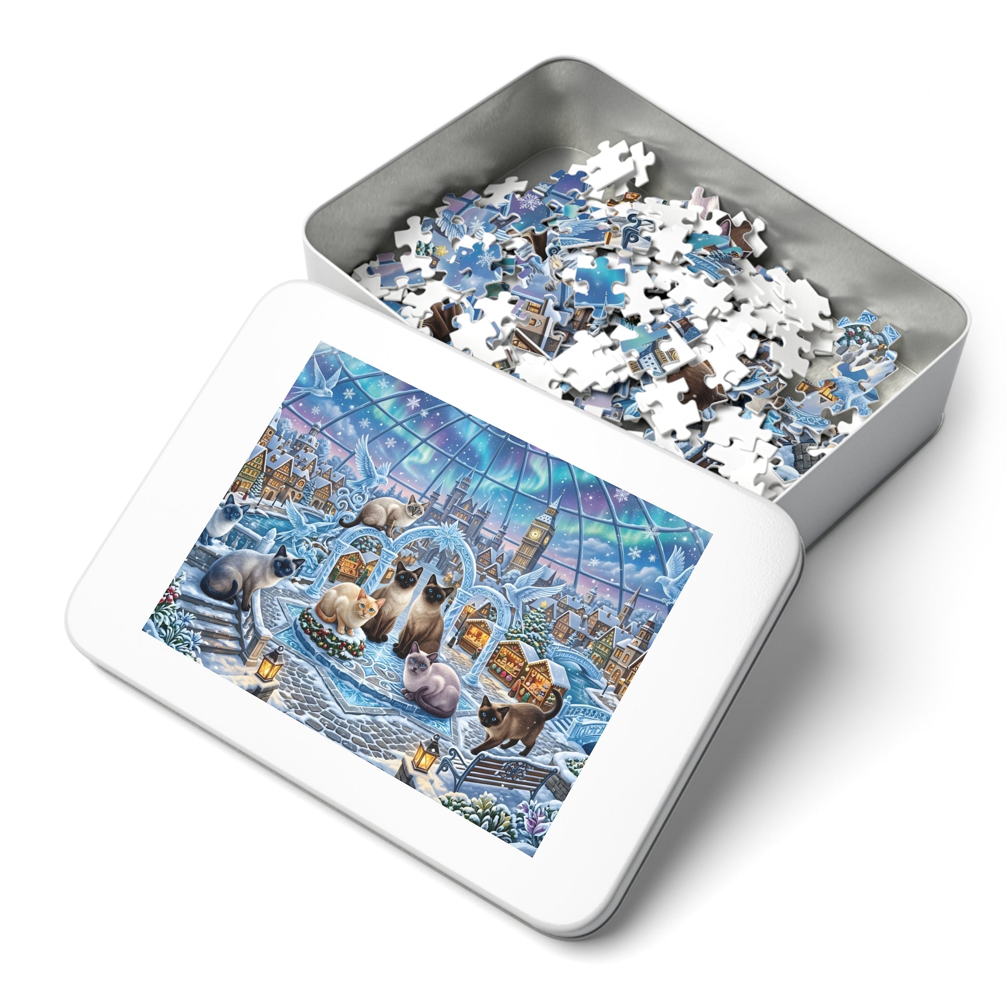 Multicolor Siamese Winter Crystal Village Jigsaw Puzzle