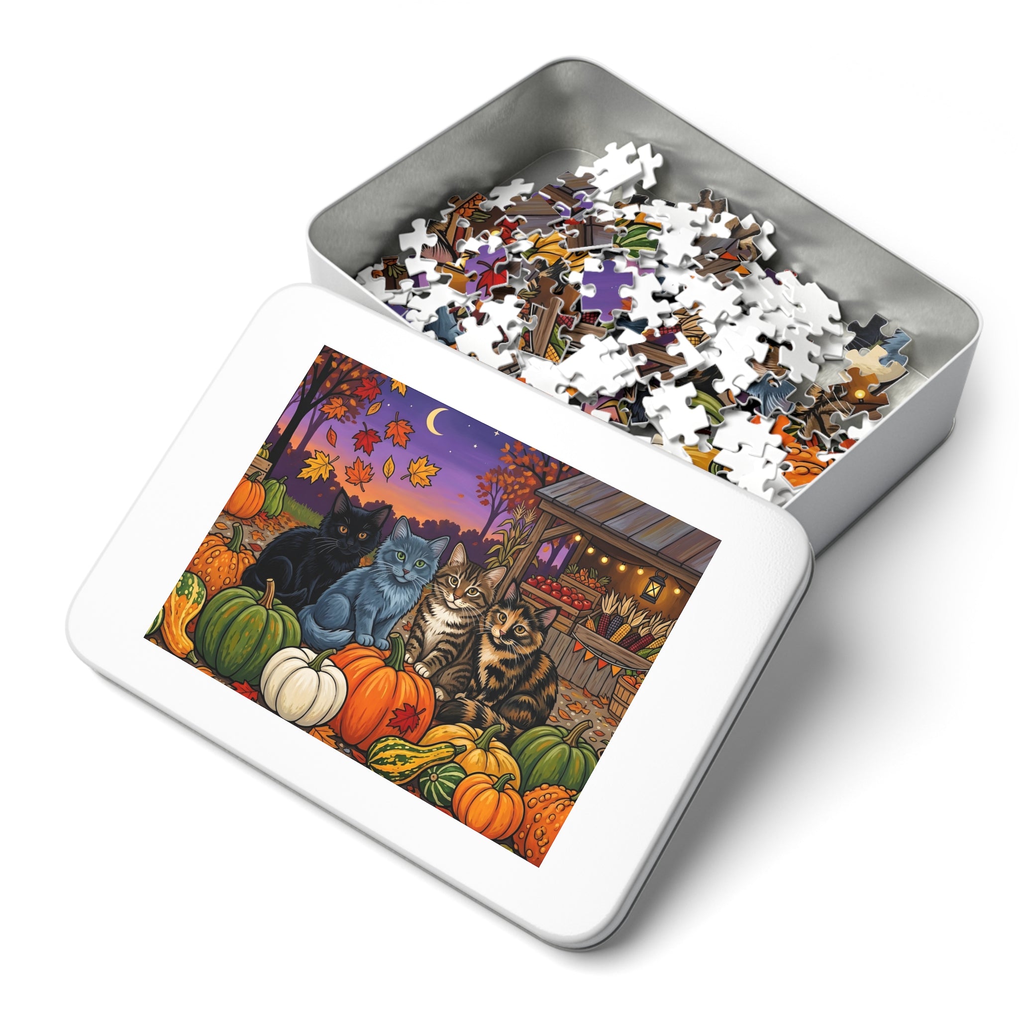 Maine Coon Kittens Autumn Pumpkin Patch Harvest Jigsaw Puzzle