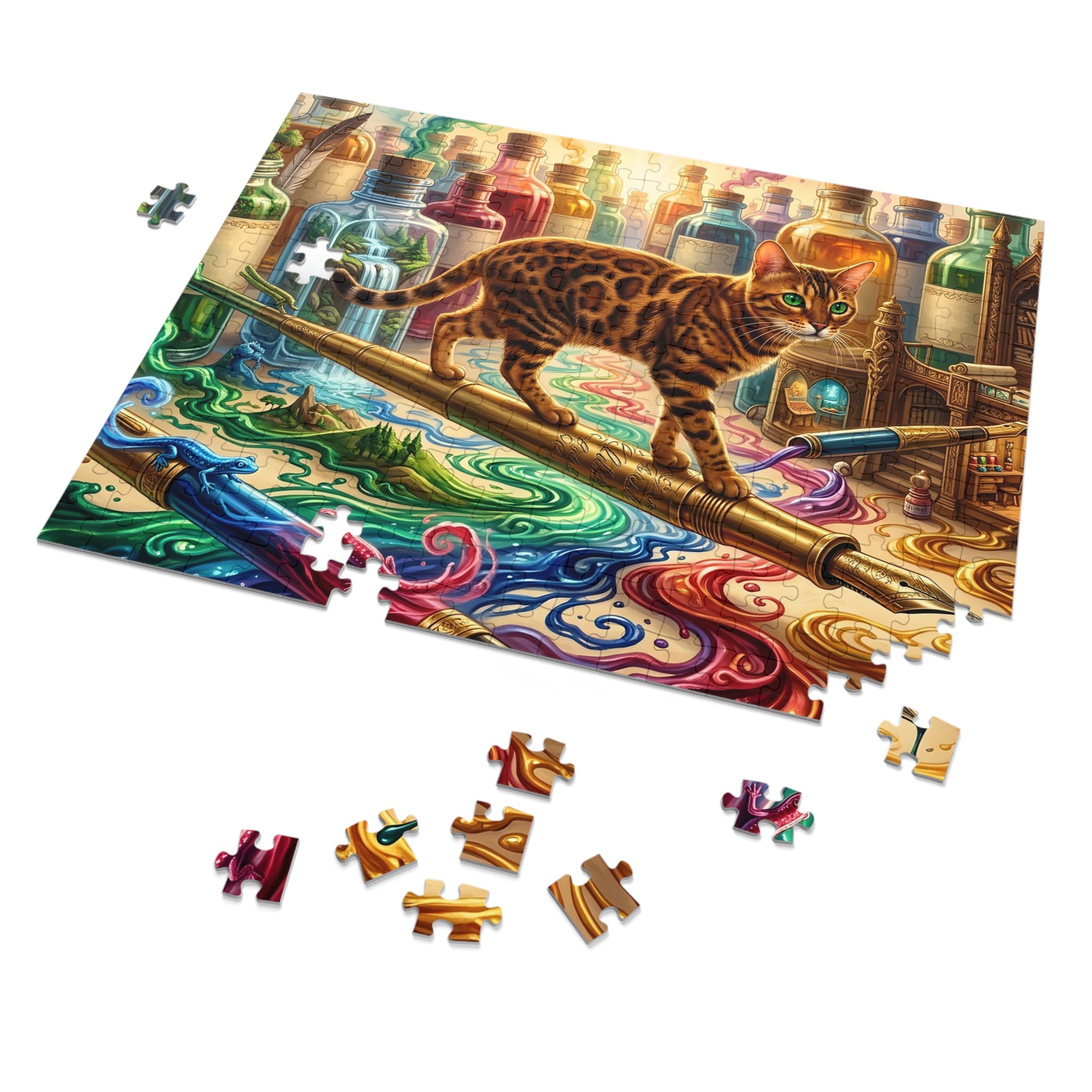 Bengal Cat Fountain Pen Ink World Jigsaw Puzzle