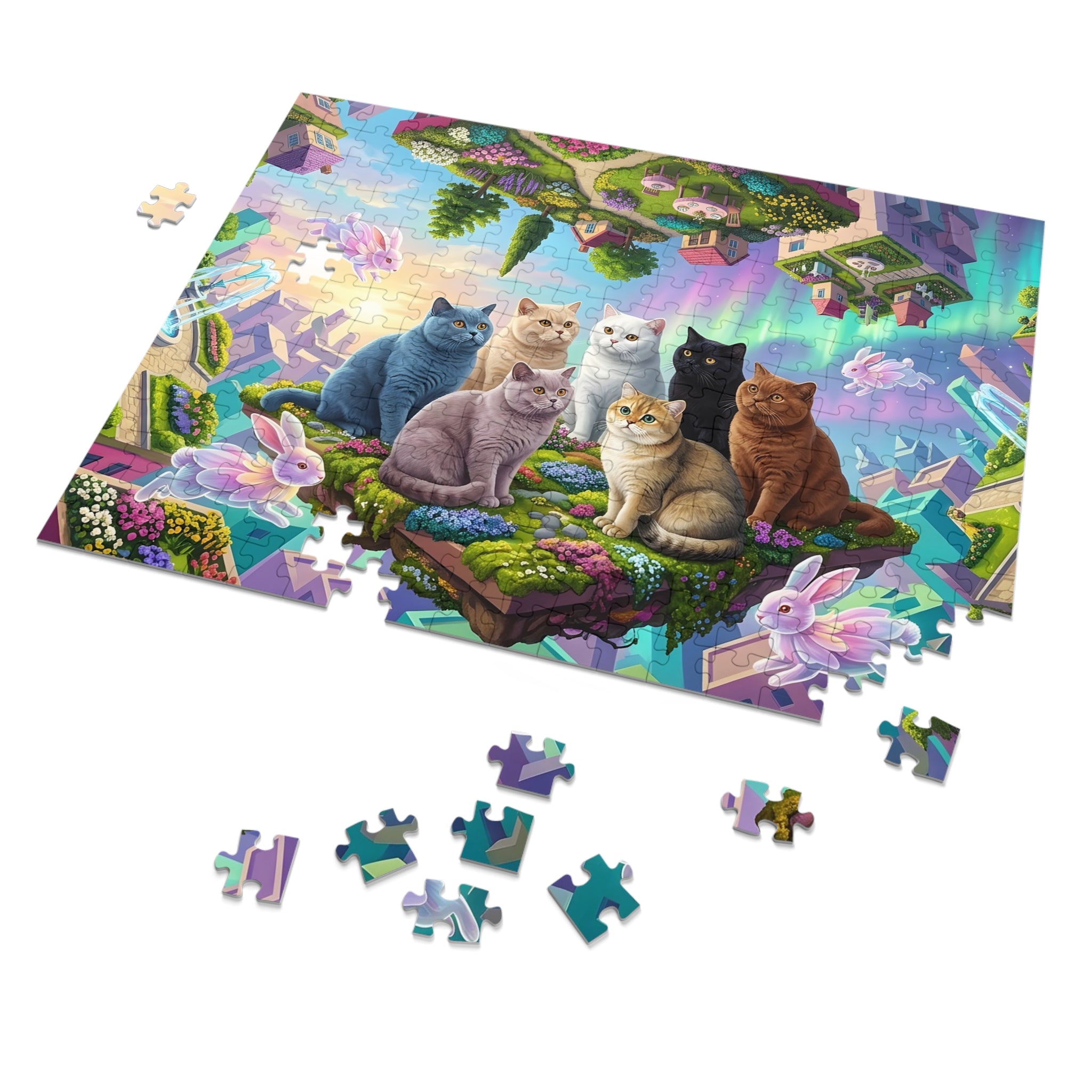 British Shorthair Cat Upside-Down Floating Realm Jigsaw Puzzle