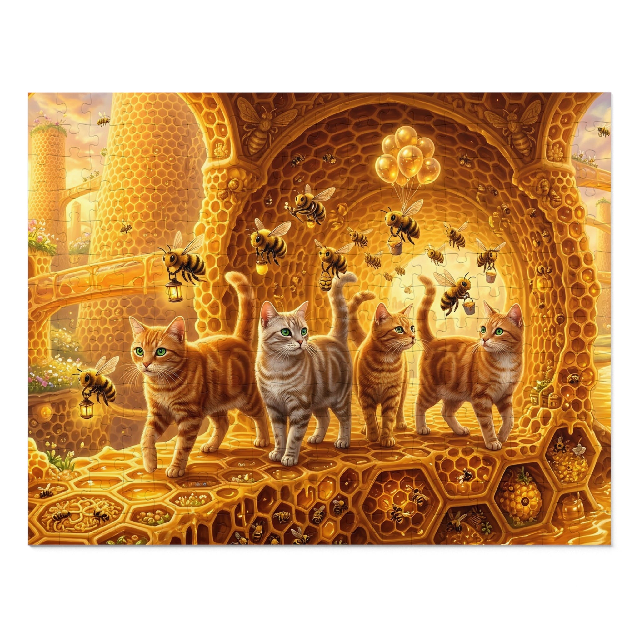 Orange Tabby American Shorthair Honeycomb Honeybee Kingdom Jigsaw Puzzle