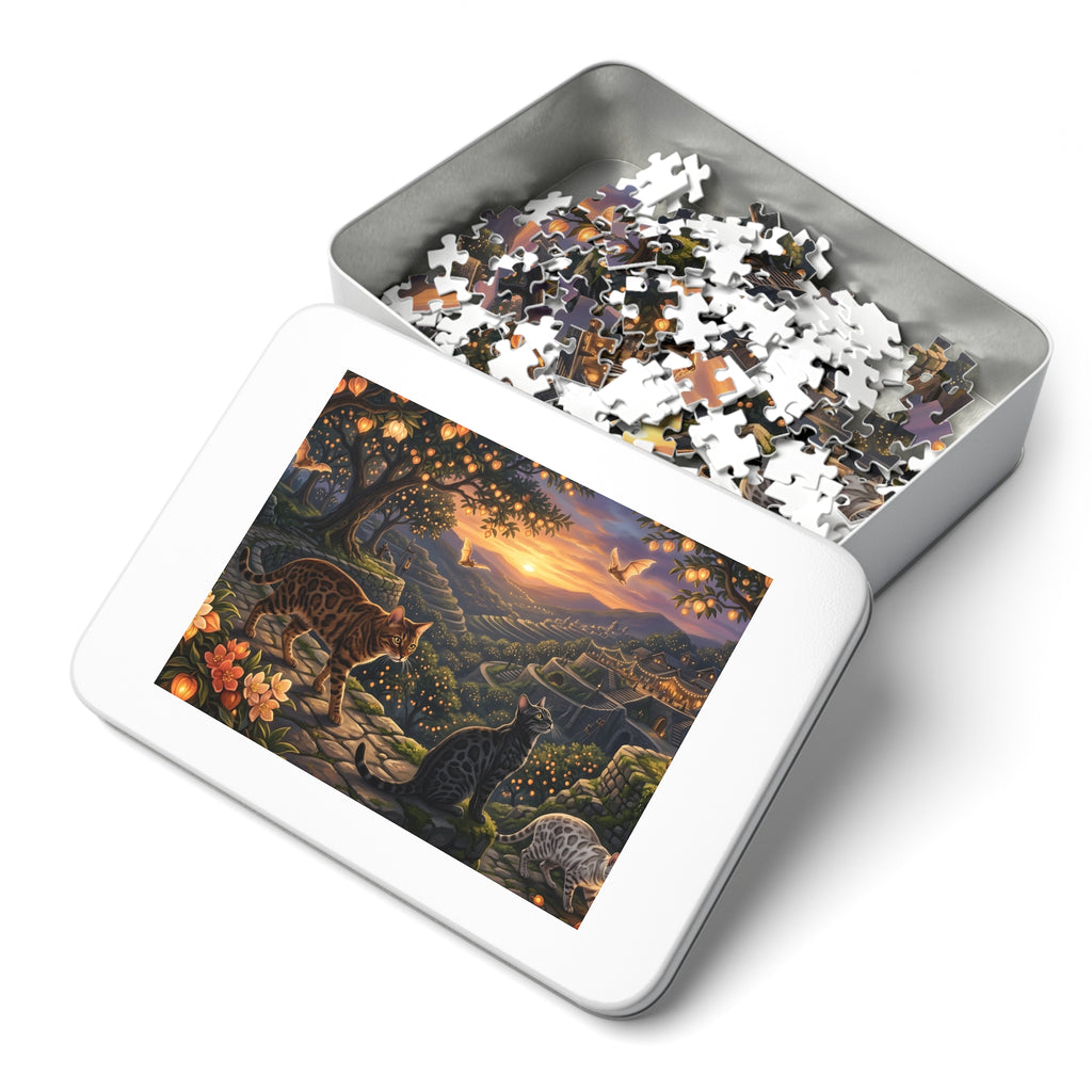 Bengal Cat Twilight Lantern Orchard Jigsaw Puzzle
