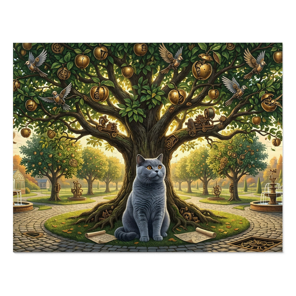 British Shorthair Steampunk Clockwork Apple Tree Jigsaw Puzzle