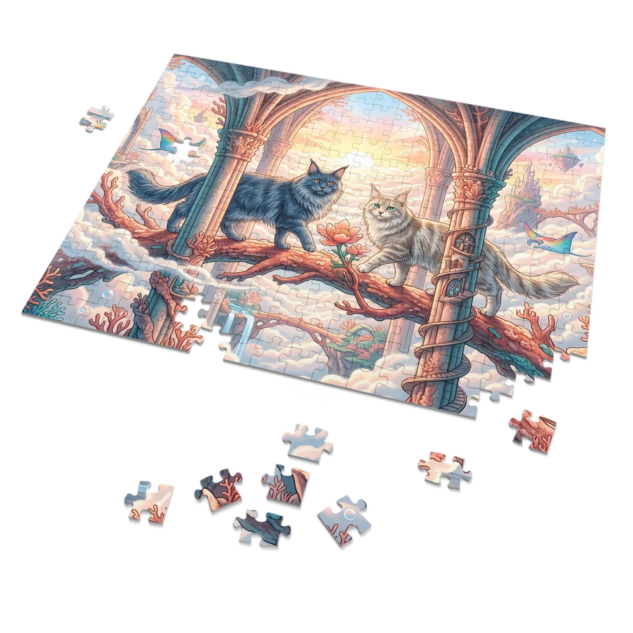 Maine Coon Cat Coral Arch Sky Colony Flying Manta Ray Jigsaw Puzzle