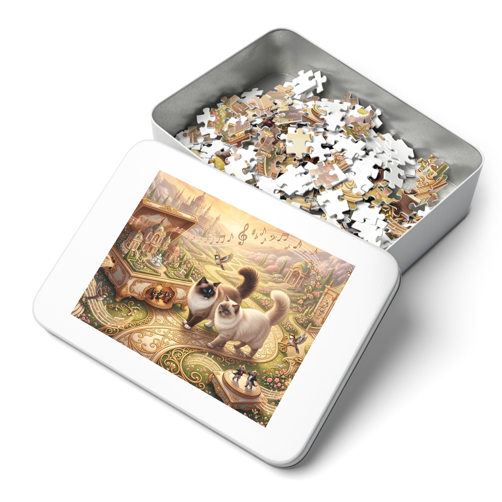 Ragdoll Cat Enchanted Music Box Garden Jigsaw Puzzle