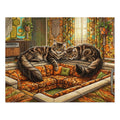 Brown Tabby Maine Coon 70s Retro Sunken Living Room Jigsaw Puzzle