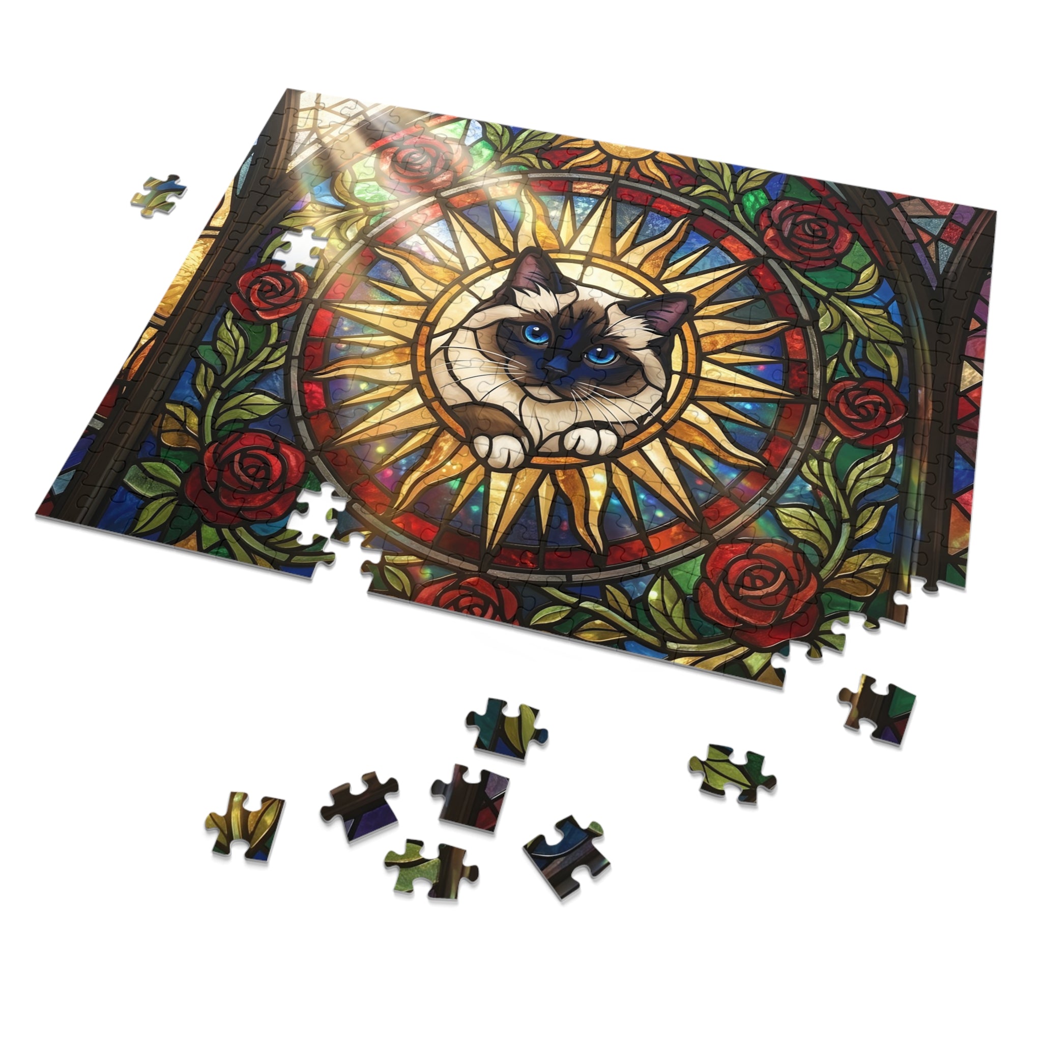 Seal Mitted Ragdoll Stained Glass Window Jigsaw Puzzle