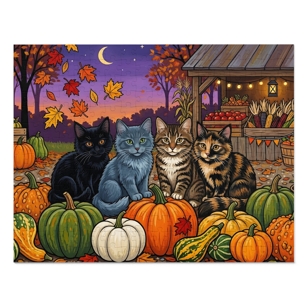 Maine Coon Kittens Autumn Pumpkin Patch Harvest Jigsaw Puzzle