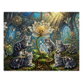 Silver Tabby American Shorthair Steampunk Clockwork Lotus Greenhouse Jigsaw Puzzle