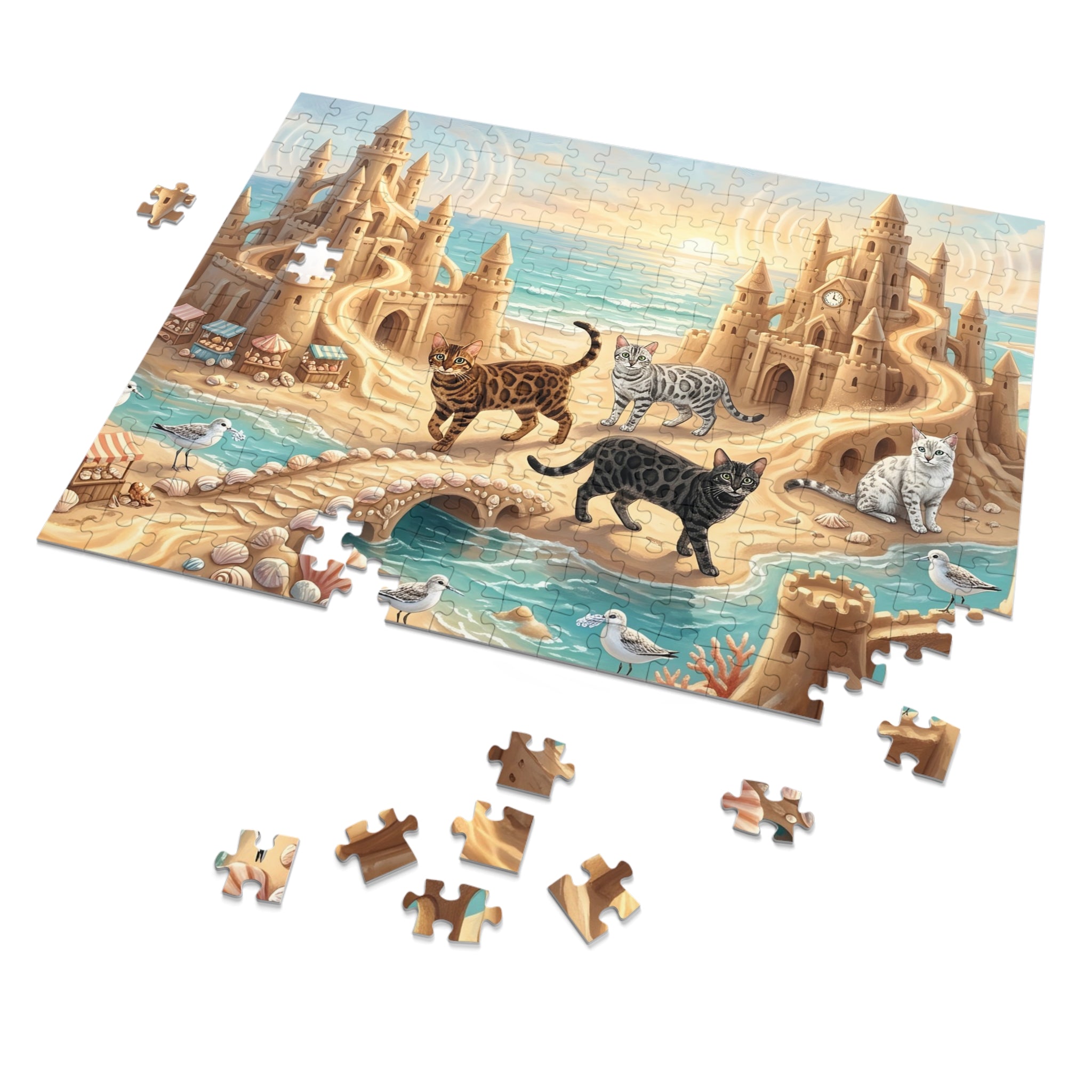 Bengal Cat Sandcastle Kingdom Jigsaw Puzzle