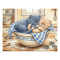 Blue and Cream Persian Kittens Kitchen Baking Jigsaw Puzzle