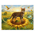 Bengal Cat Giant Sunflower Spiral Field Fantasy Palace Jigsaw Puzzle