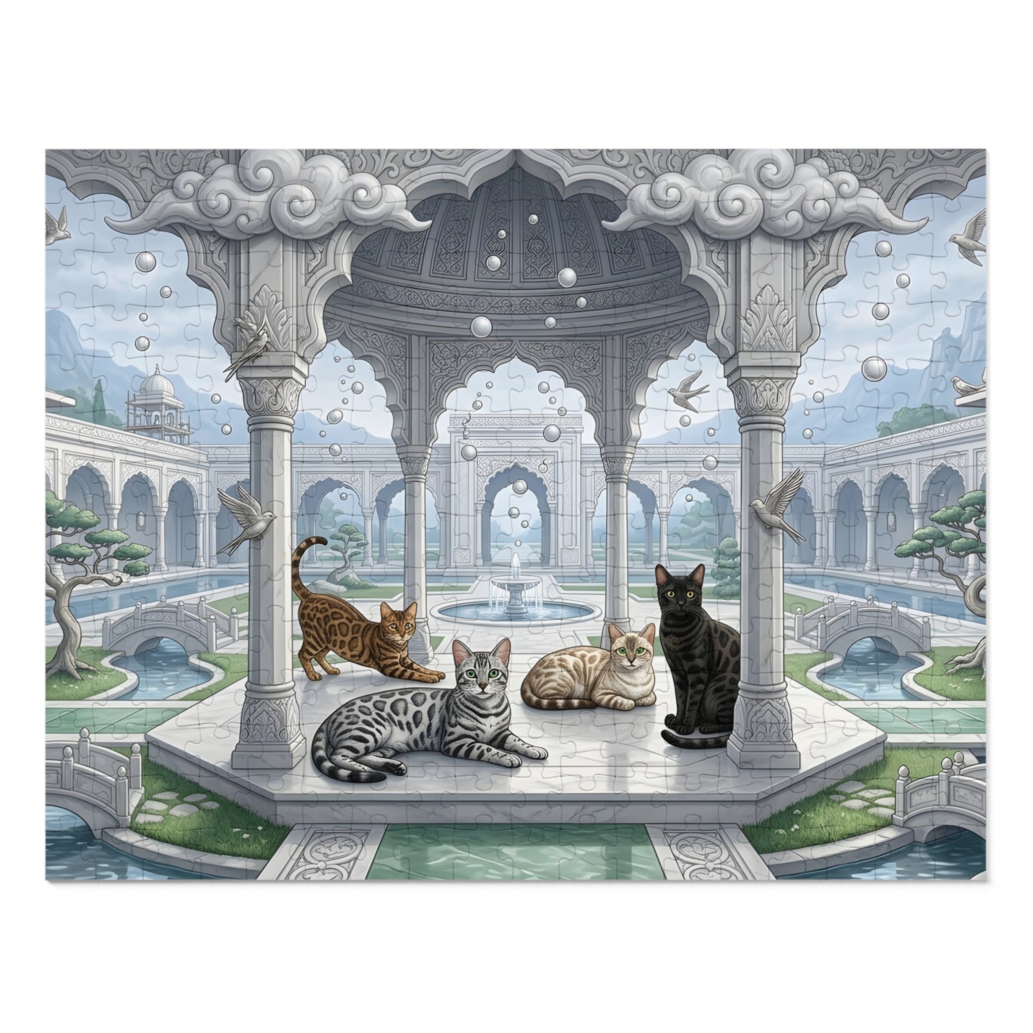 Bengal Cat Marble Pavilion Sanctuary Jigsaw Puzzle