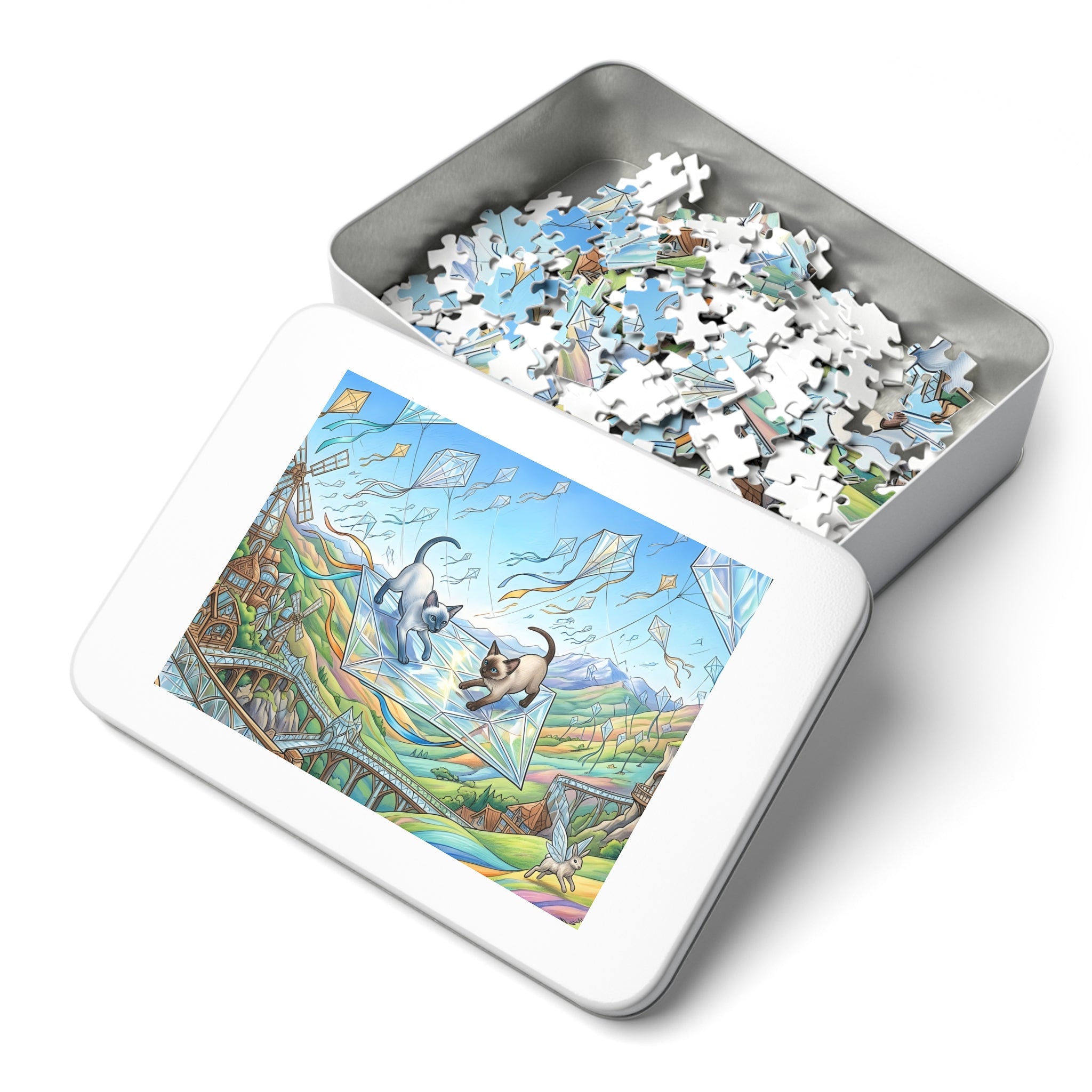 Siamese Kitten Crystal Kite Flight Jigsaw Puzzle