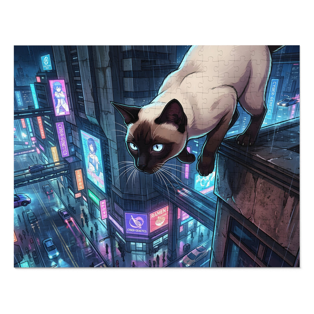 Seal Point Siamese Cyberpunk City Jigsaw Puzzle