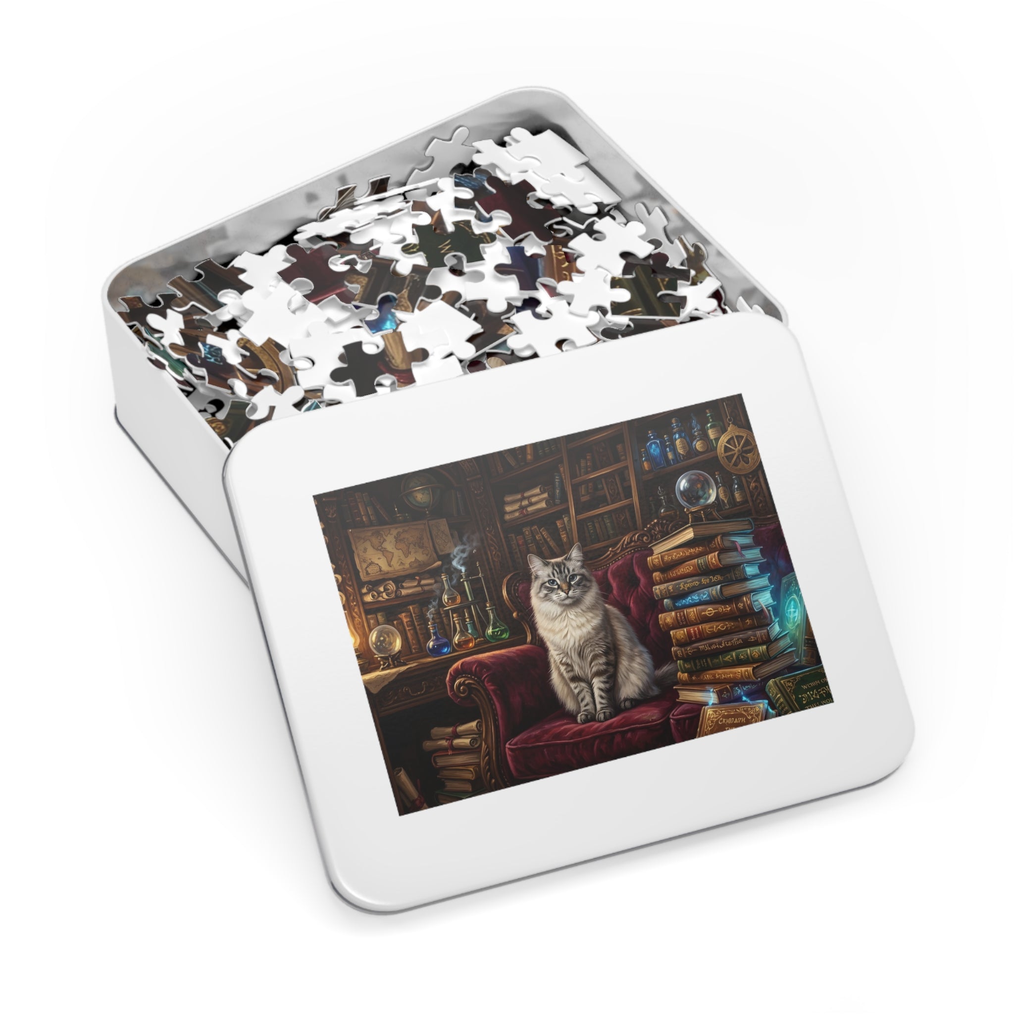 Seal Lynx Point Ragdoll Vintage Library Spellbooks Jigsaw Puzzle