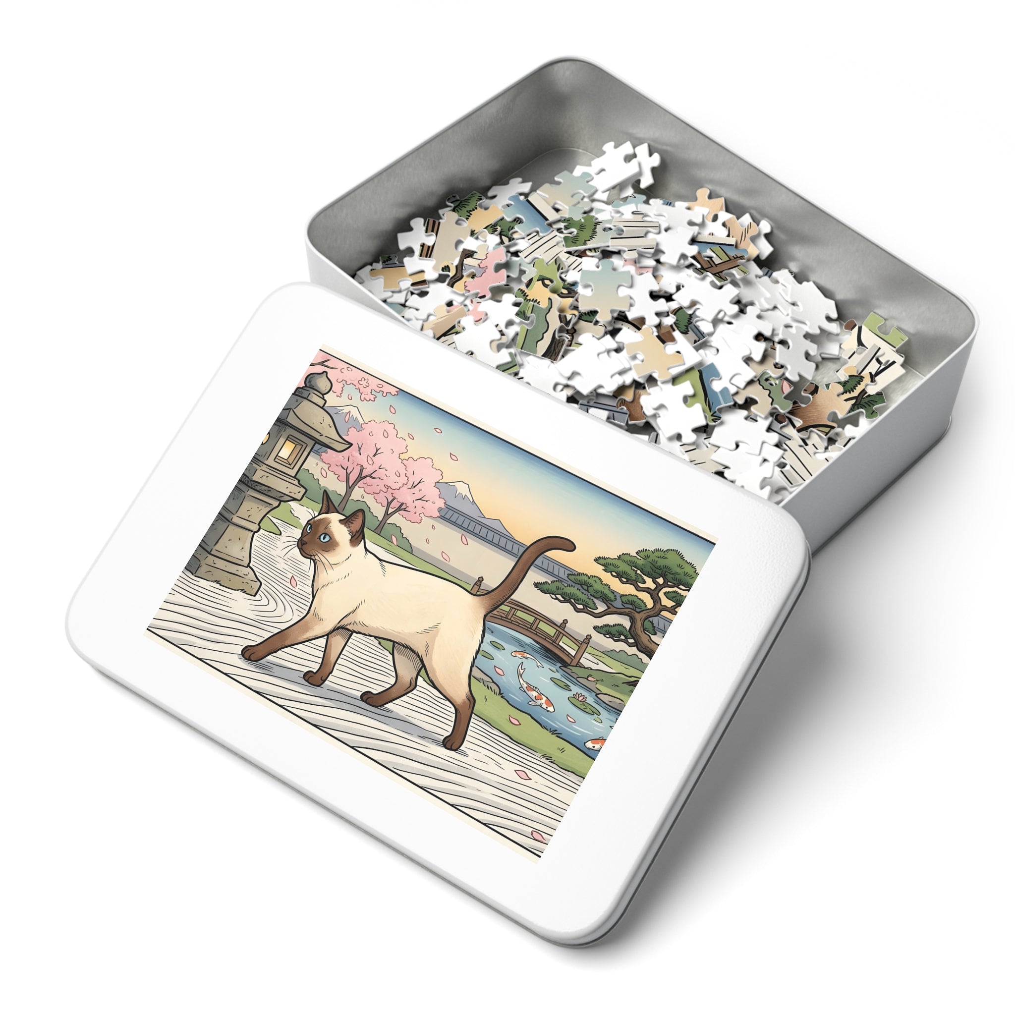 Seal Point Siamese Japanese Zen Garden Jigsaw Puzzle