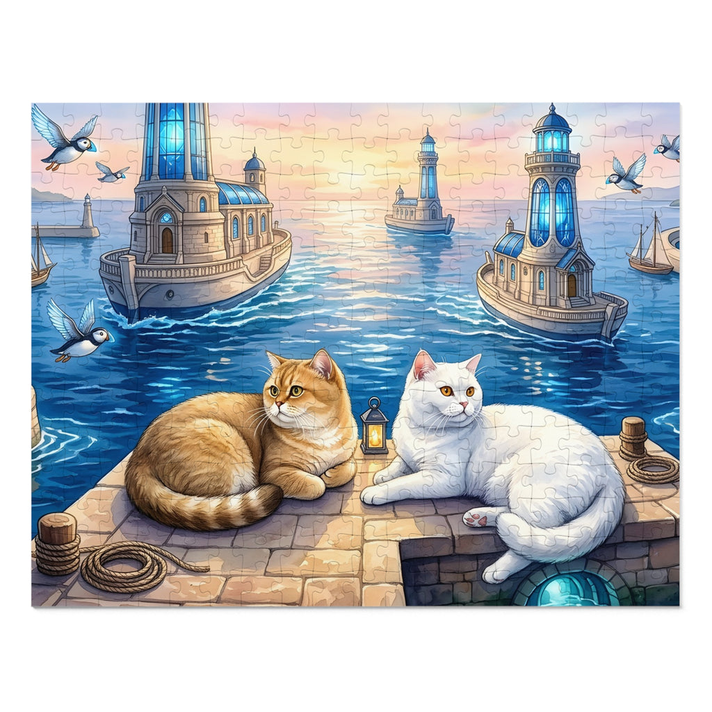 British Shorthair Lighthouse Ship Harbor Jigsaw Puzzle
