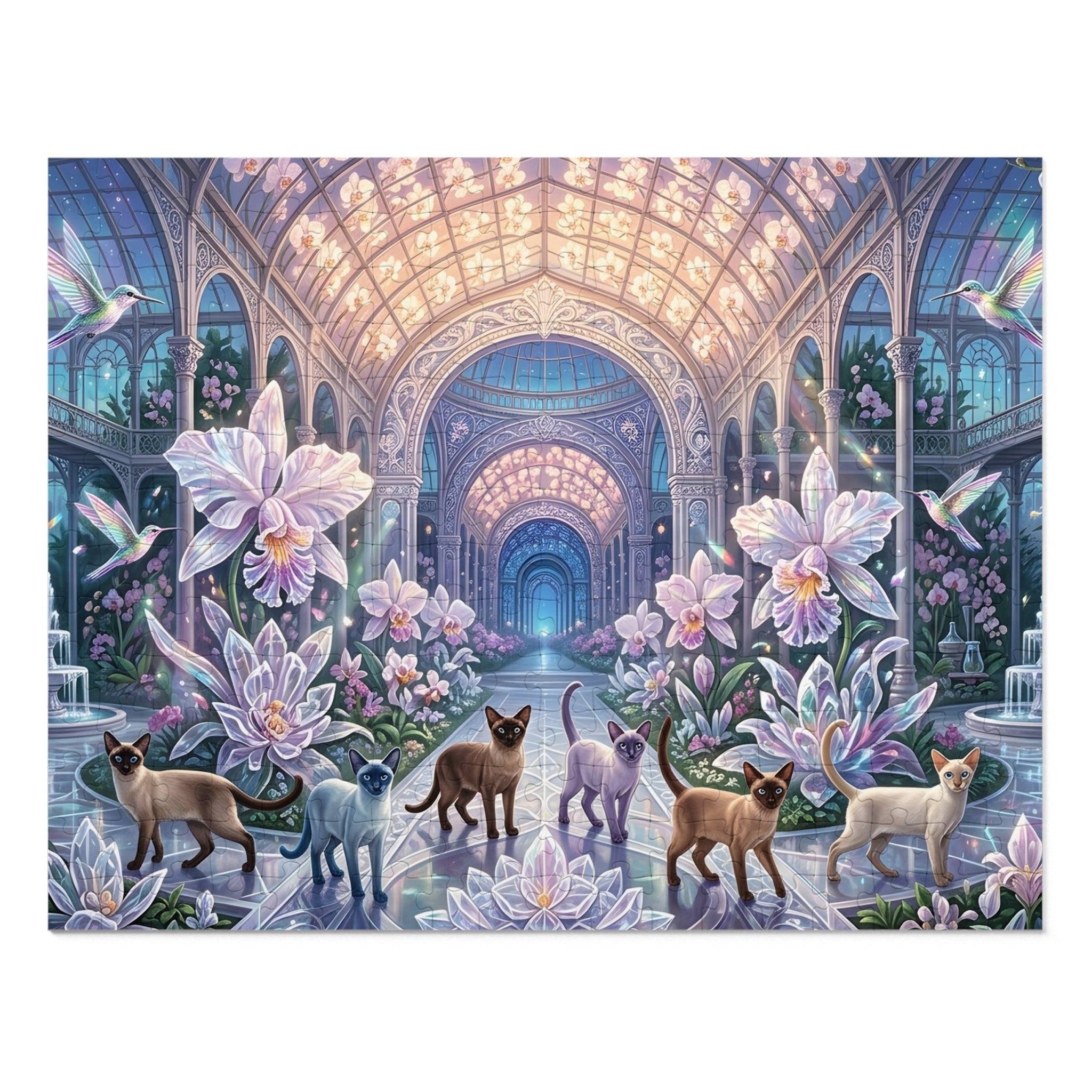 Siamese Cat Orchid Glass Conservatory Jigsaw Puzzle