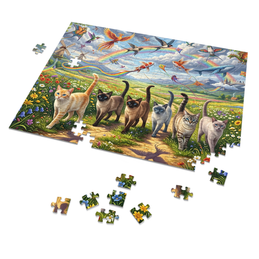 Multicolor Siamese Rainbow Sky Meadow Jigsaw Puzzle