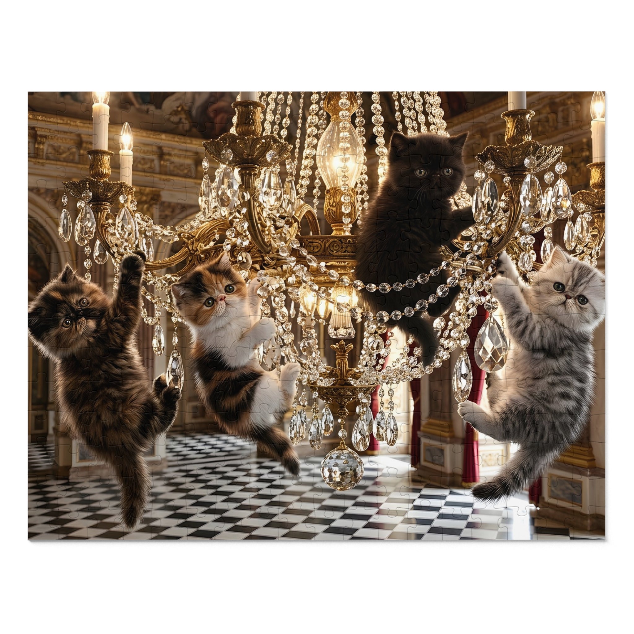 Multicolor Persian Kittens Crystal Chandelier Jigsaw Puzzle