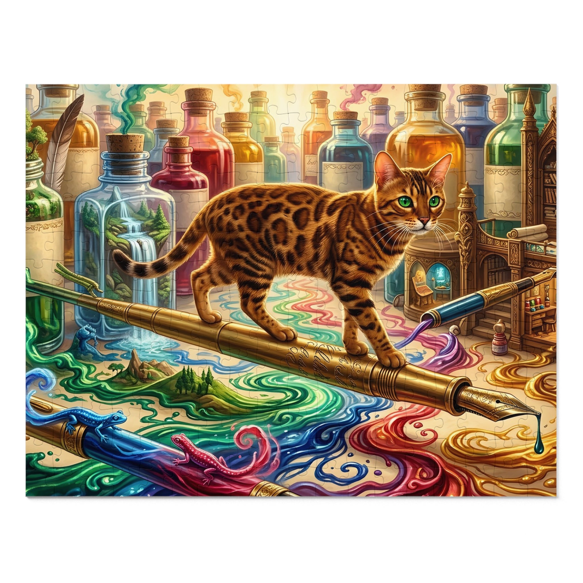 Bengal Cat Fountain Pen Ink World Jigsaw Puzzle