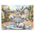 Ragdoll Cats Garden Water Fountain Jigsaw Puzzle
