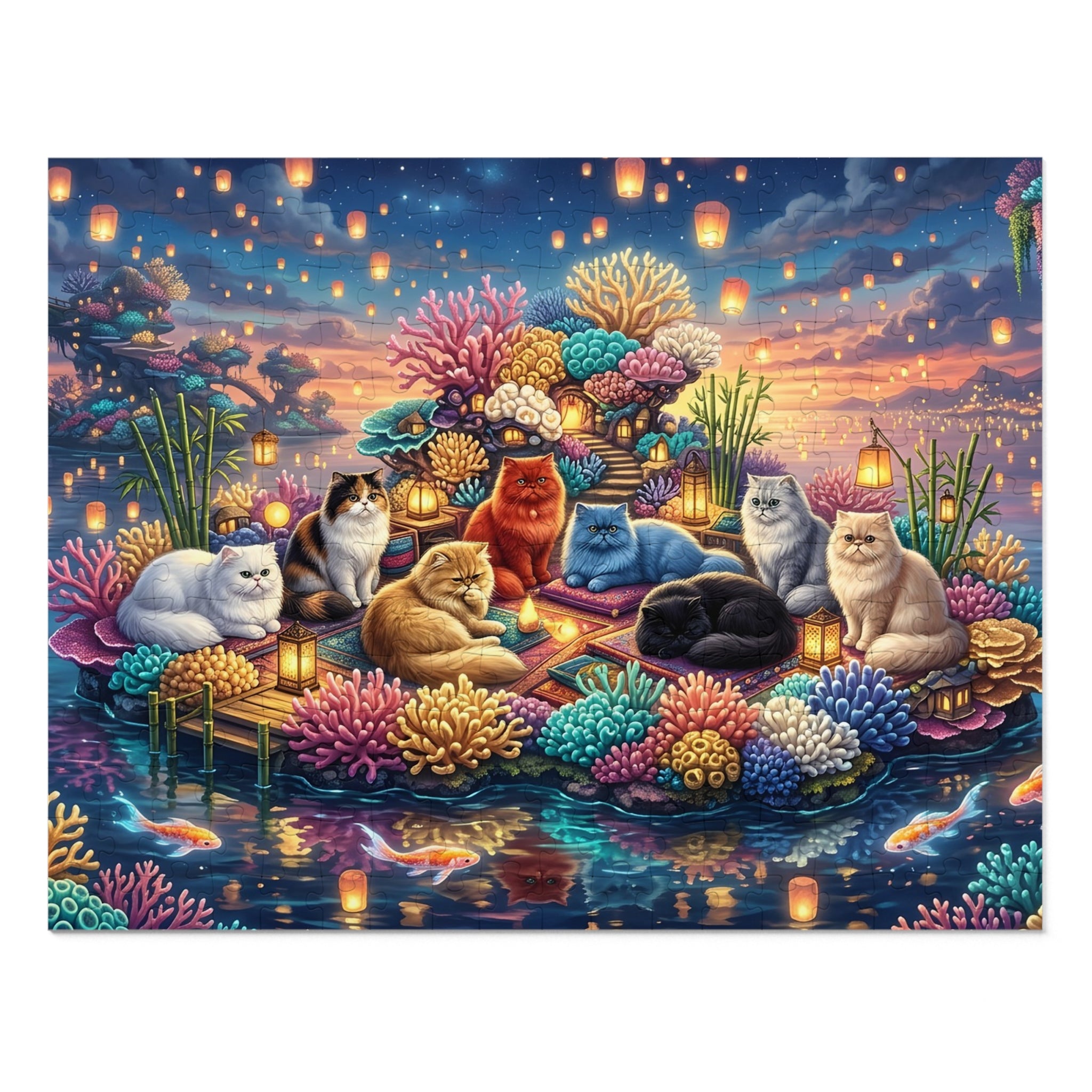 Persian Cat Coral Lantern Cove Jigsaw Puzzle
