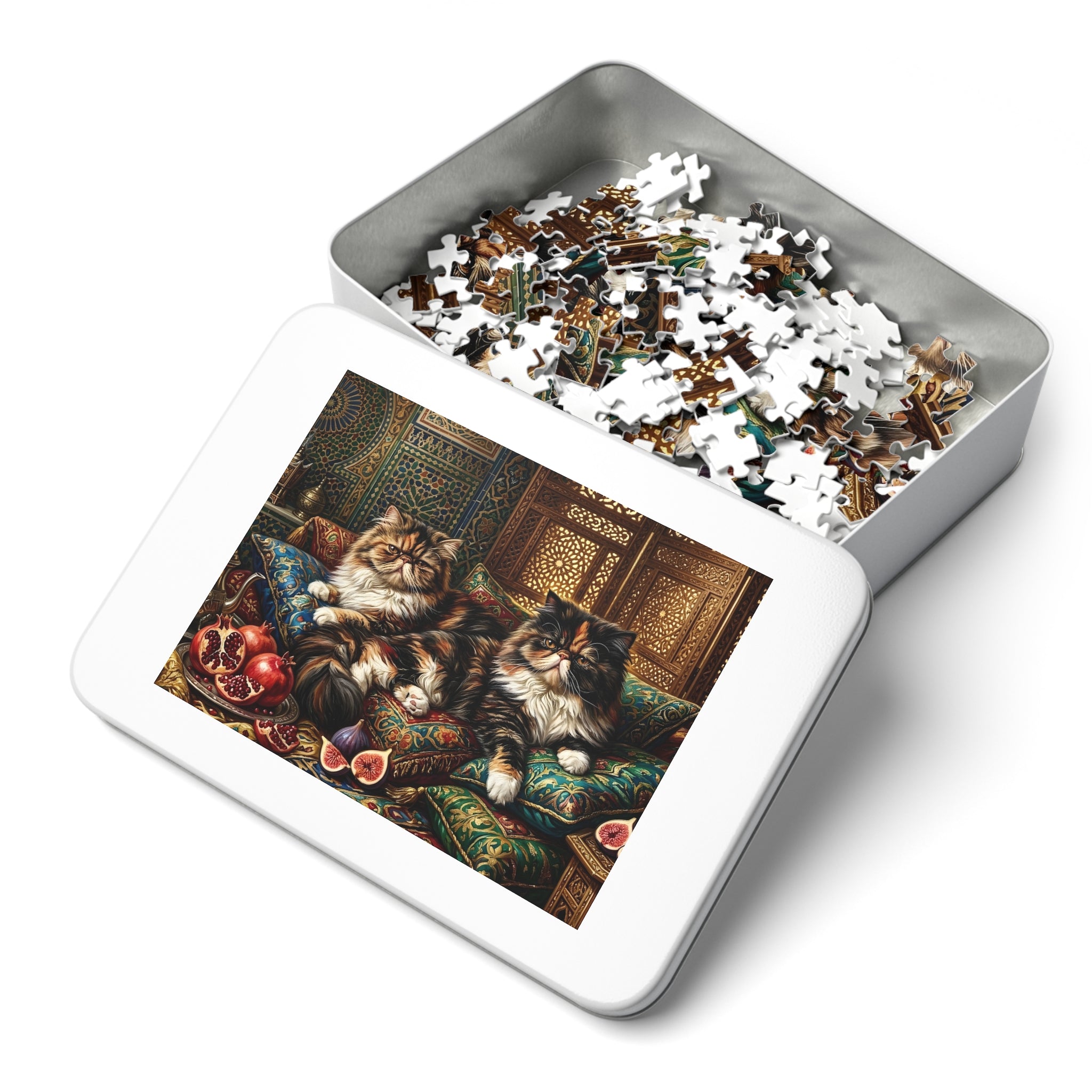 Calico Tabby Persian Palace Lounge Jigsaw Puzzle