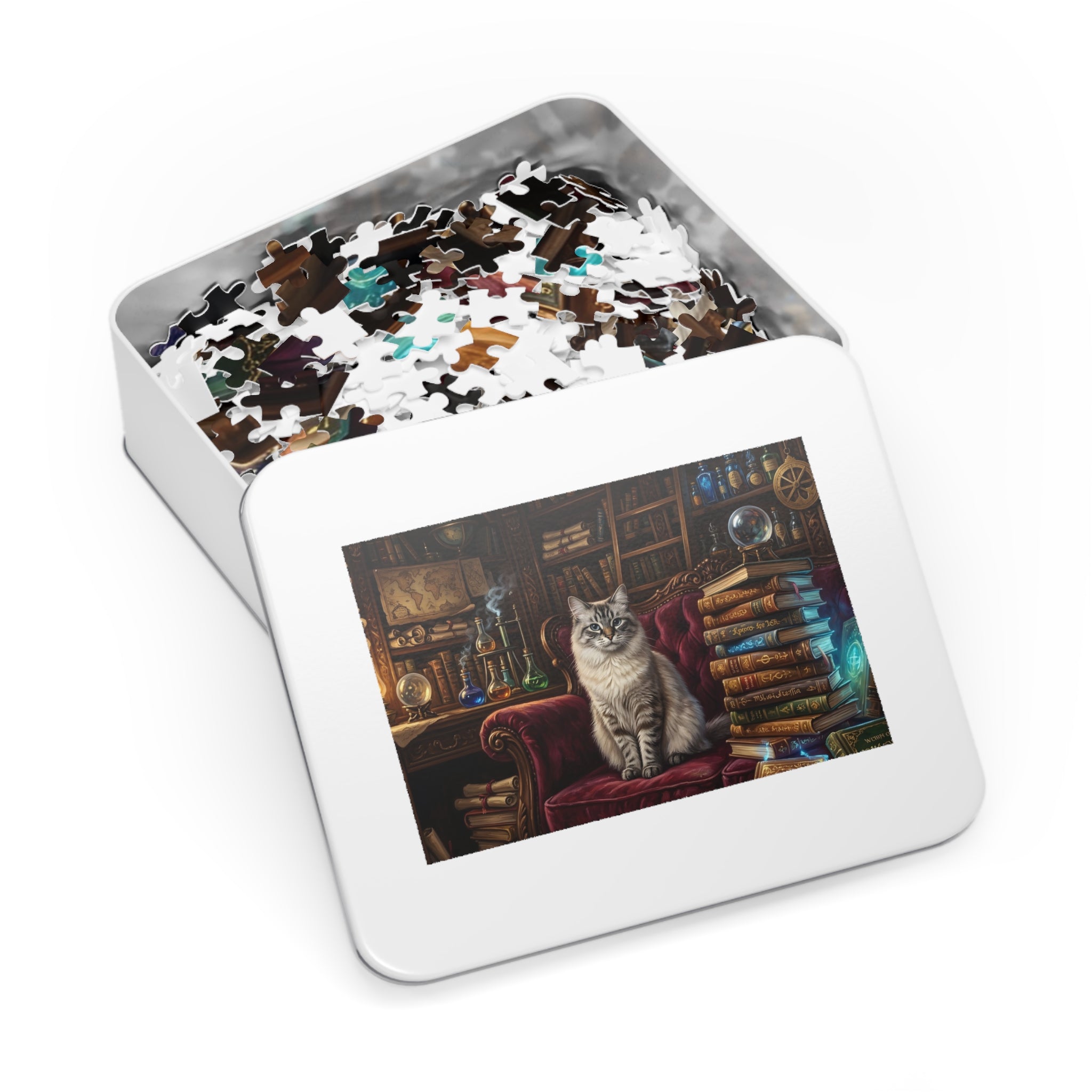 Seal Lynx Point Ragdoll Vintage Library Spellbooks Jigsaw Puzzle