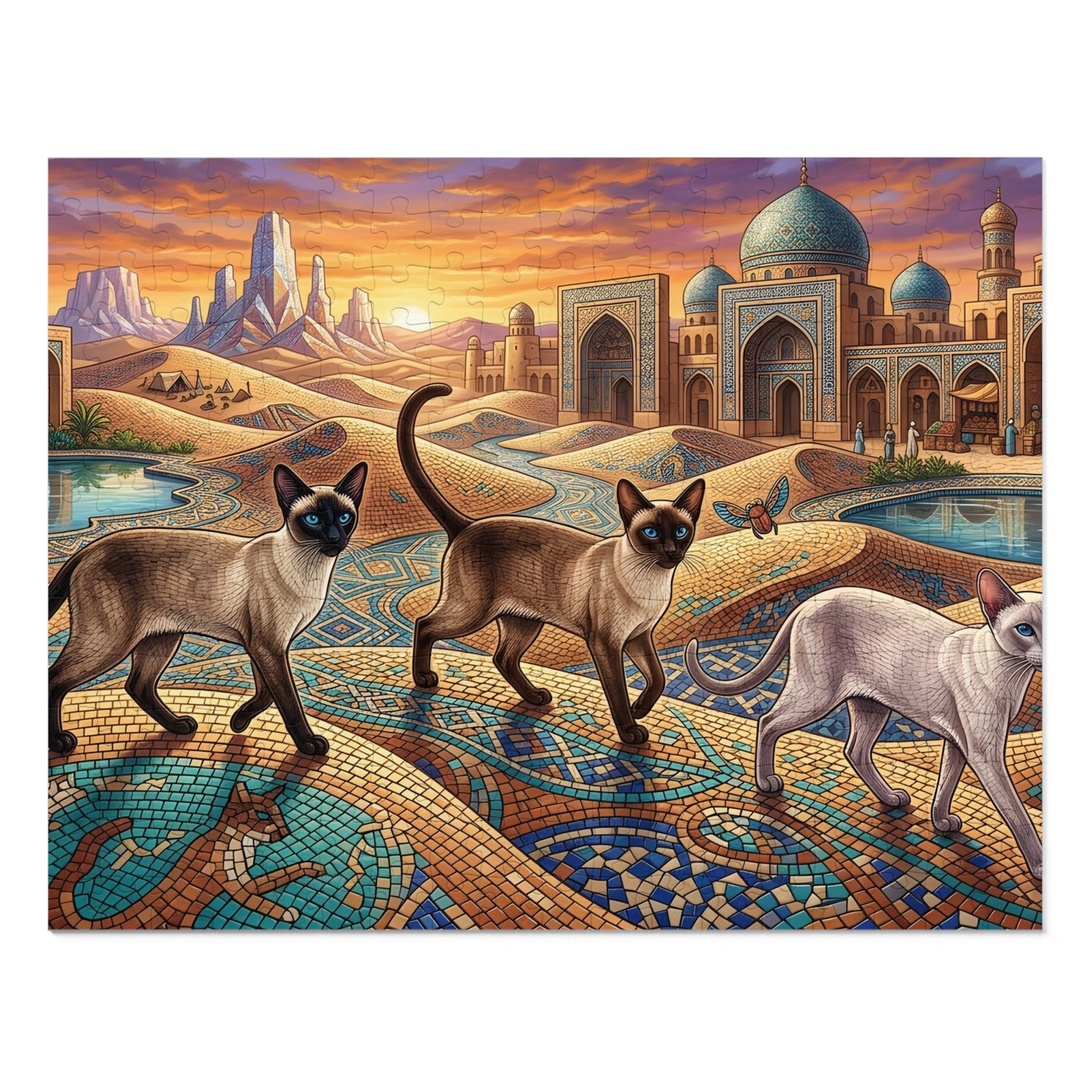 Siamese Cat Desert Palace Mosaic Dunes Jigsaw Puzzle