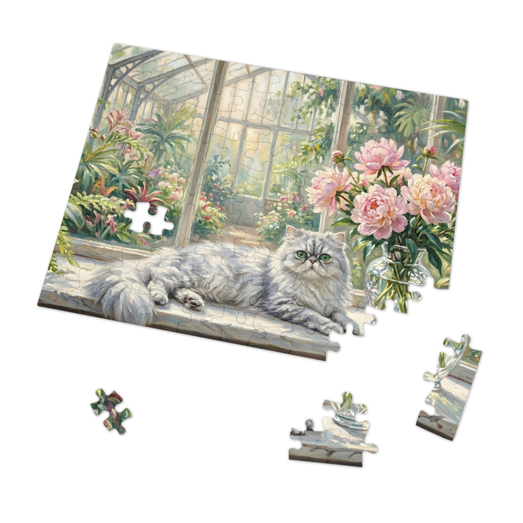 Silver Chinchilla Persian Greenhouse Peonies Jigsaw Puzzle