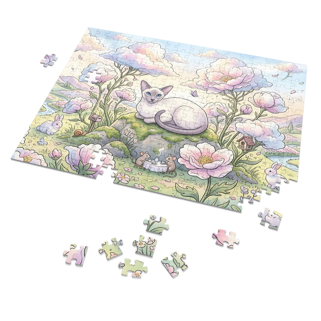 Siamese Cat Pastel Cloud Peony Mouse Tea Party Bunny Garden Jigsaw Puzzle