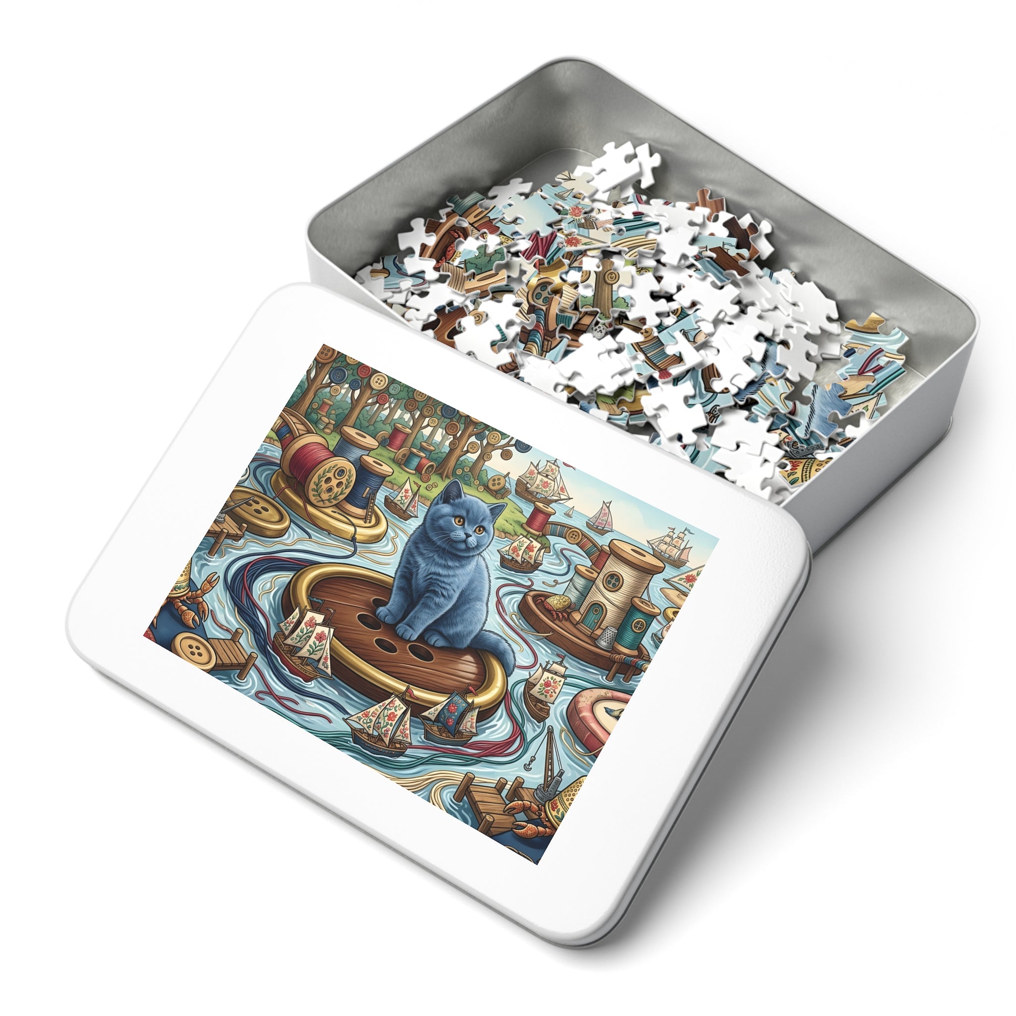 British Shorthair Kitten Haberdashery Harbor Jigsaw Puzzle