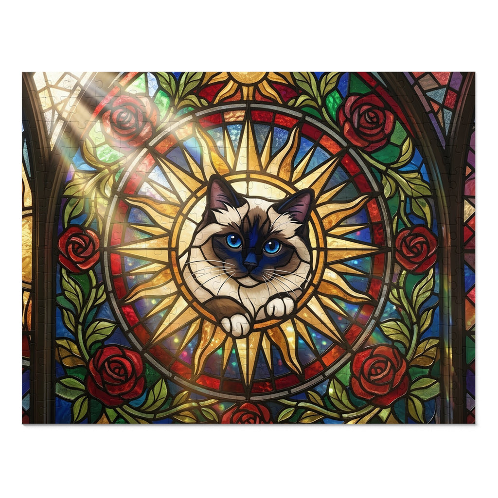 Seal Mitted Ragdoll Stained Glass Window Jigsaw Puzzle