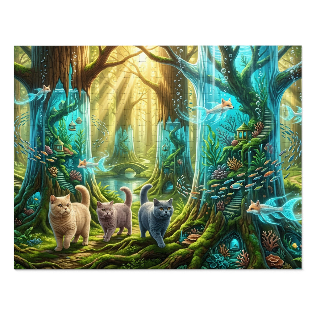 British Shorthair Enchanted Aquarium Tree Forest Jigsaw Puzzle