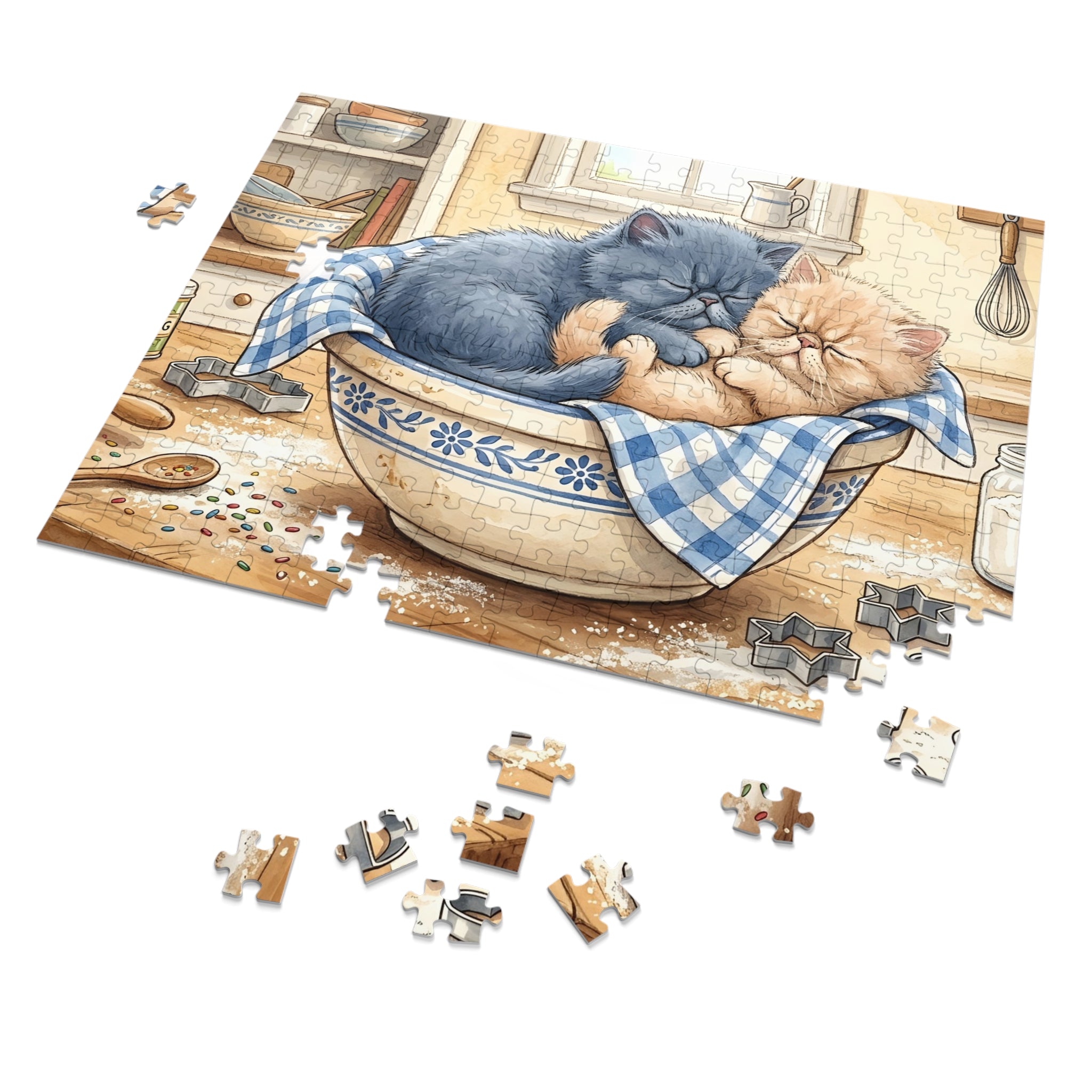 Blue and Cream Persian Kittens Kitchen Baking Jigsaw Puzzle