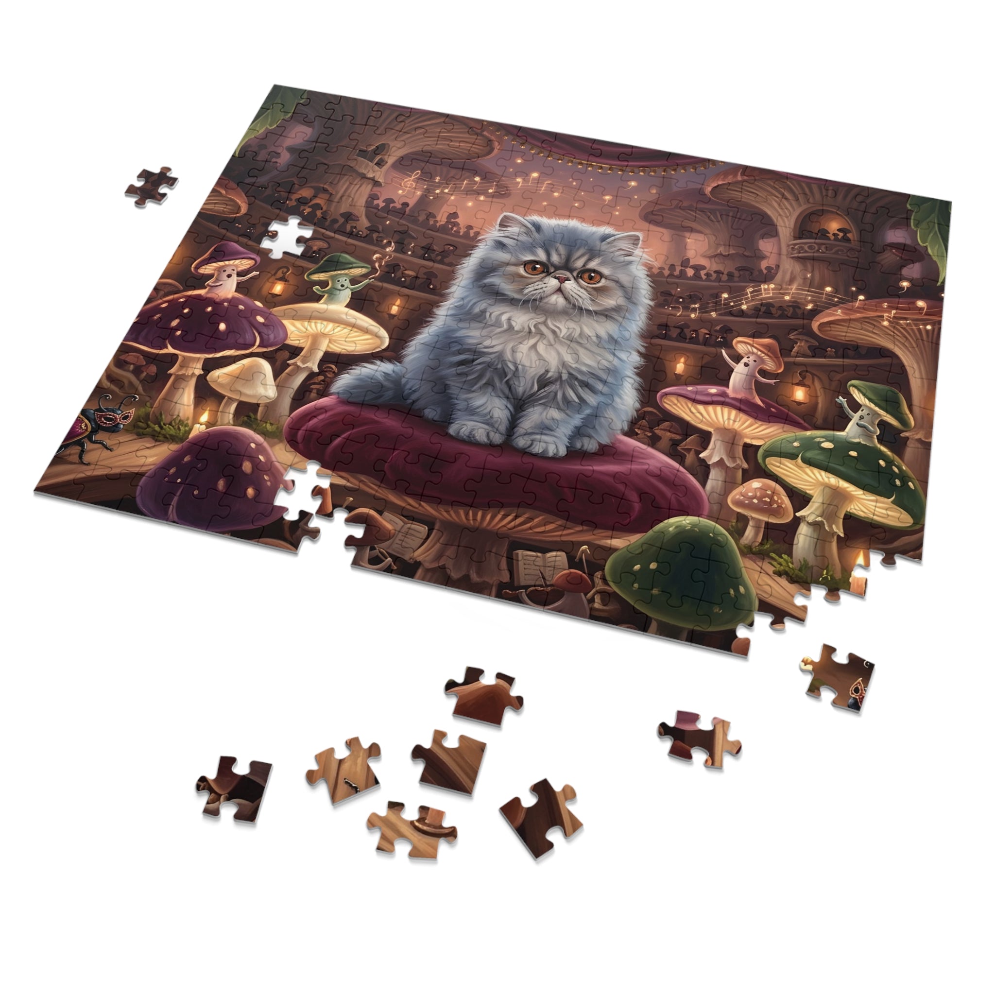 Persian Kitten Enchanted Mushroom Amphitheater Jigsaw Puzzle