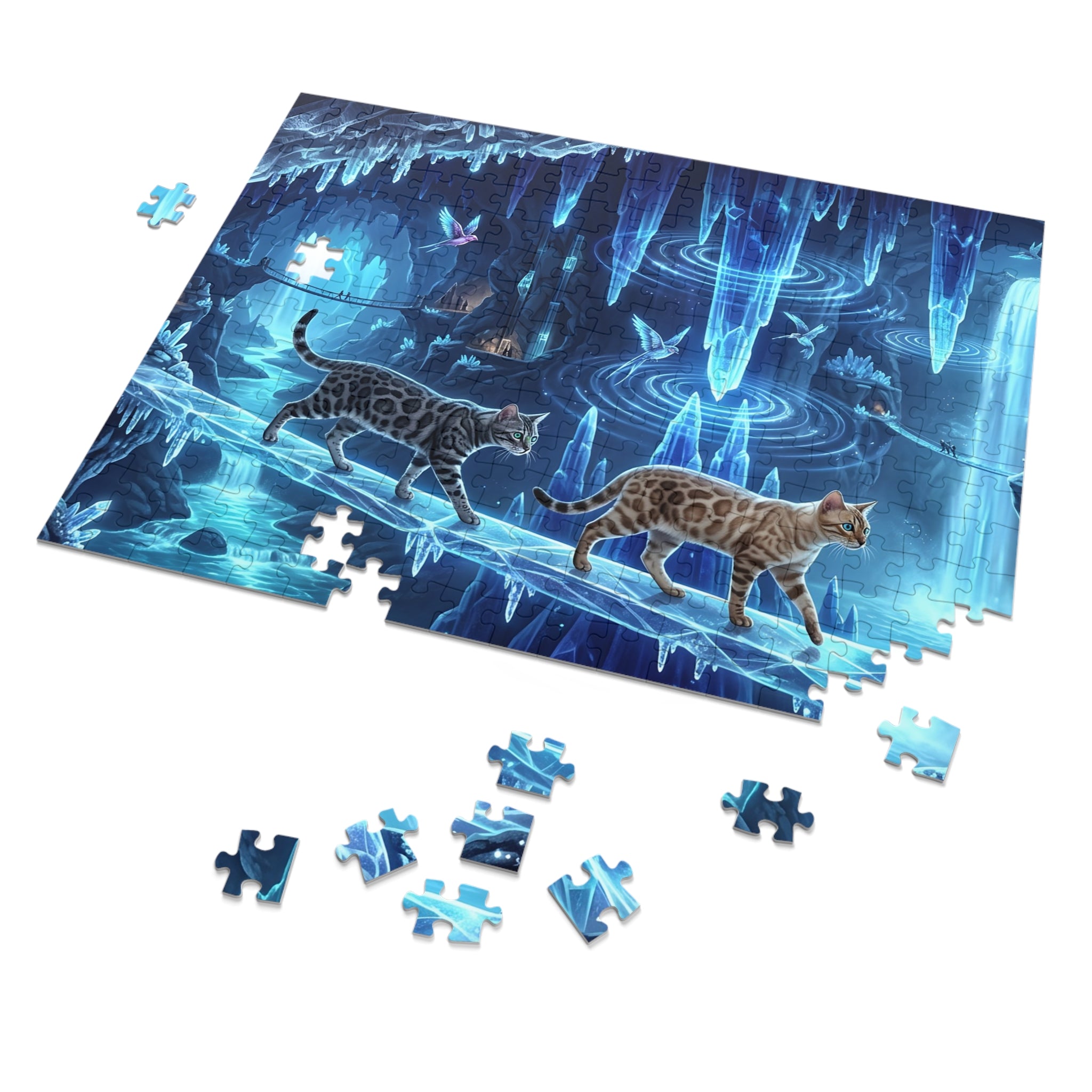 Bengal Cat Ice Cavern Crystal Bridge Jigsaw Puzzle